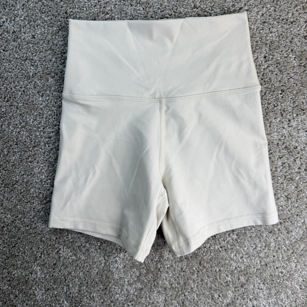 OFFLINE By Aerie Bike Shorts Womens Small Beige High Rise 5" Inseam Yoga